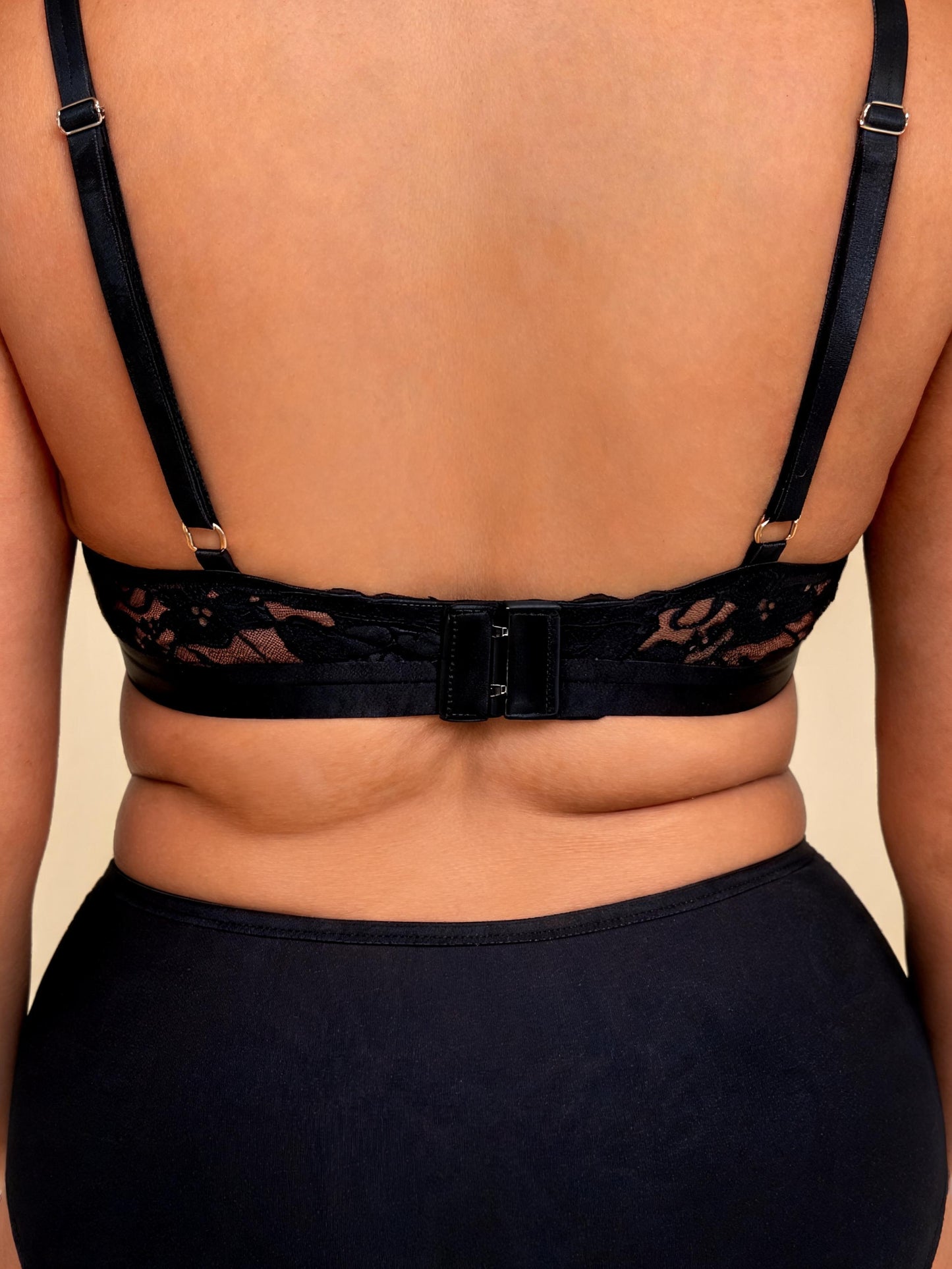 Black Front Clasp Sheer Lace Bra & High Waist Mesh Brief Lingerie Set