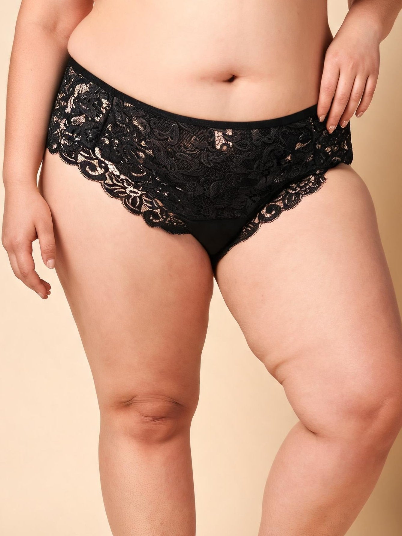 Mid Waist Lace Cheeky Briefs with Cotton Gusset