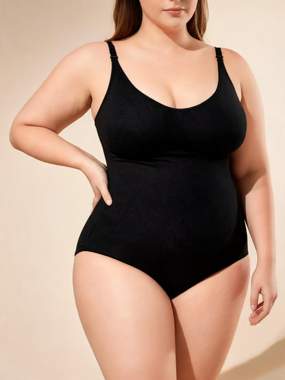 Scoop Neck Camisole Bodysuit with Adjustable Straps Seamless Bodysuit