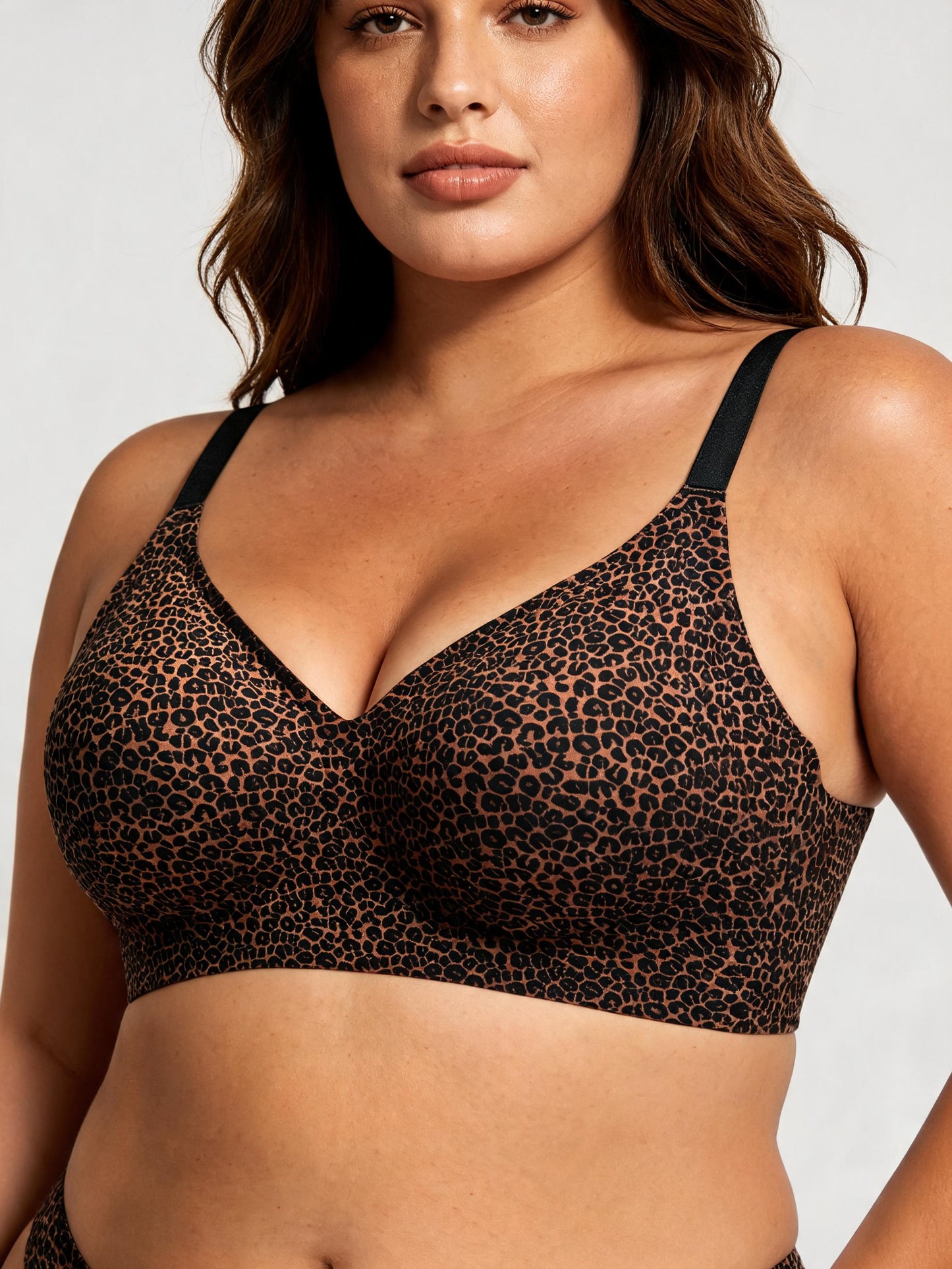 Wild Trace Dark Leopard wireless bralette — front view