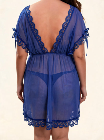 Cobalt Rose royal blue chemise nightgown — low back view