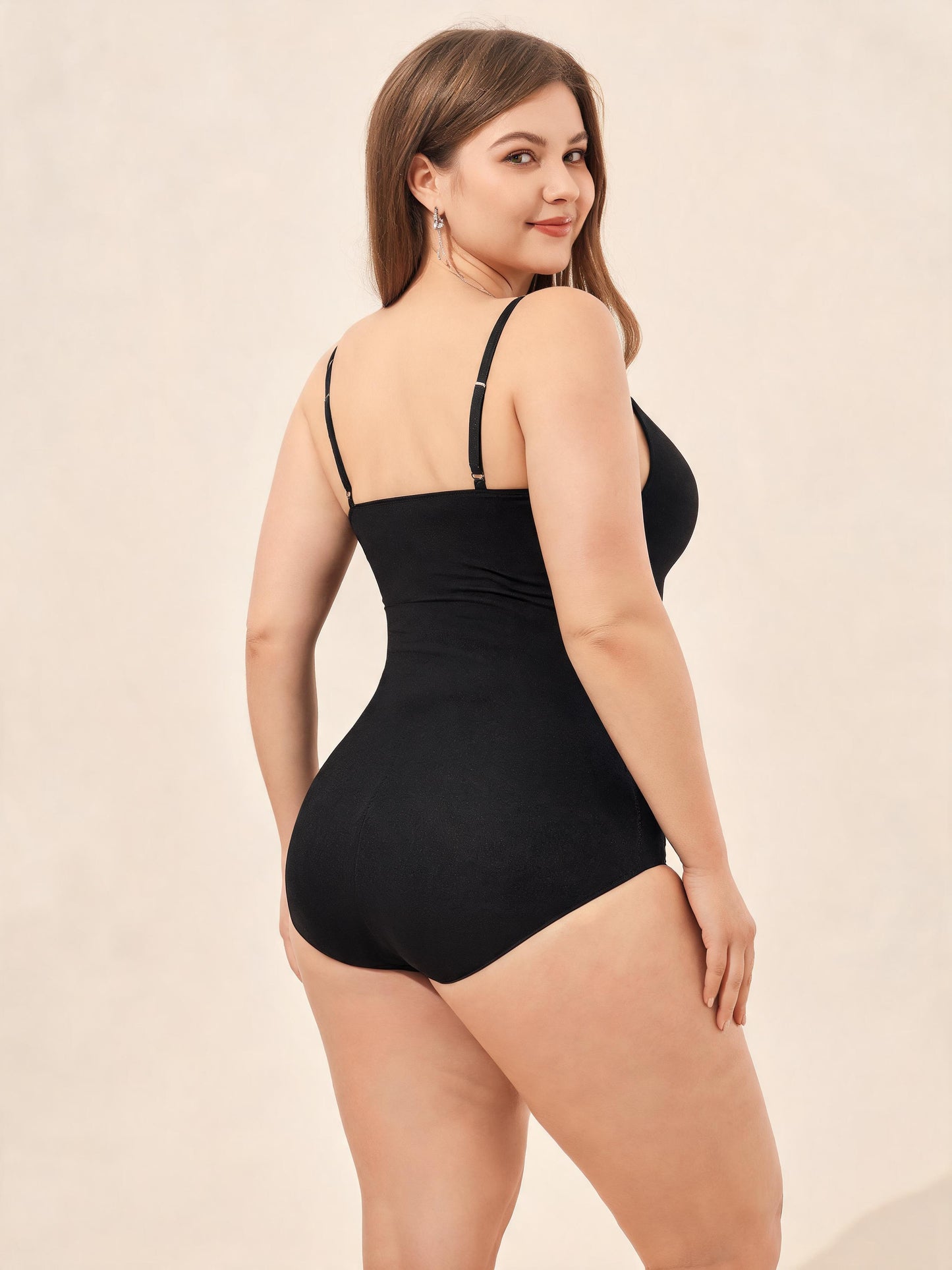 Scoop Neck Camisole Bodysuit with Adjustable Straps Seamless Bodysuit