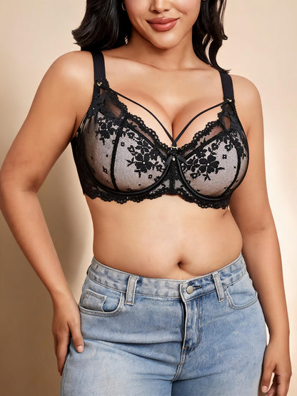 Minimizer & Uplift Design Adjustable Lace Underwire Bra