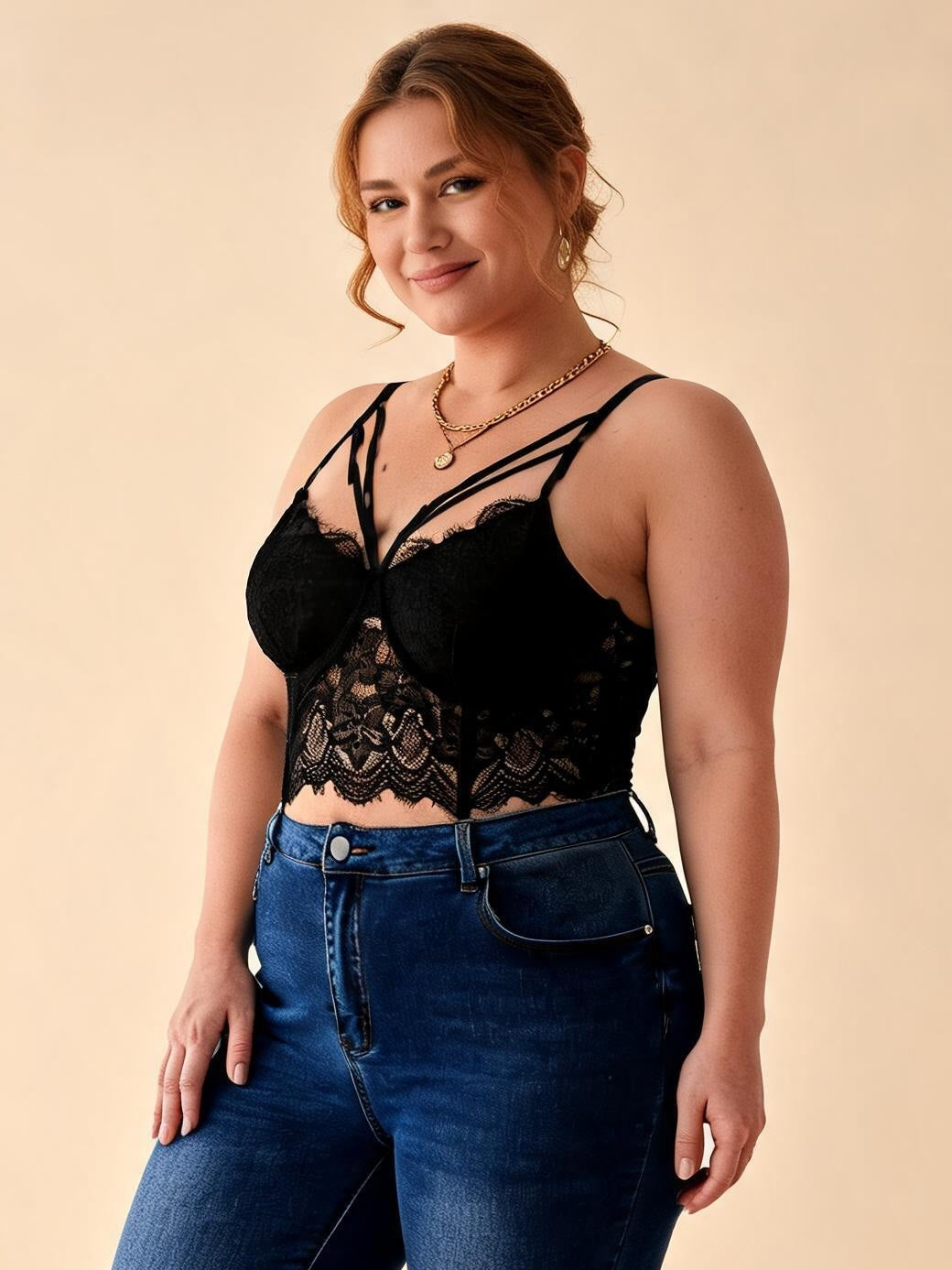Black Lace Corset Bustier Top