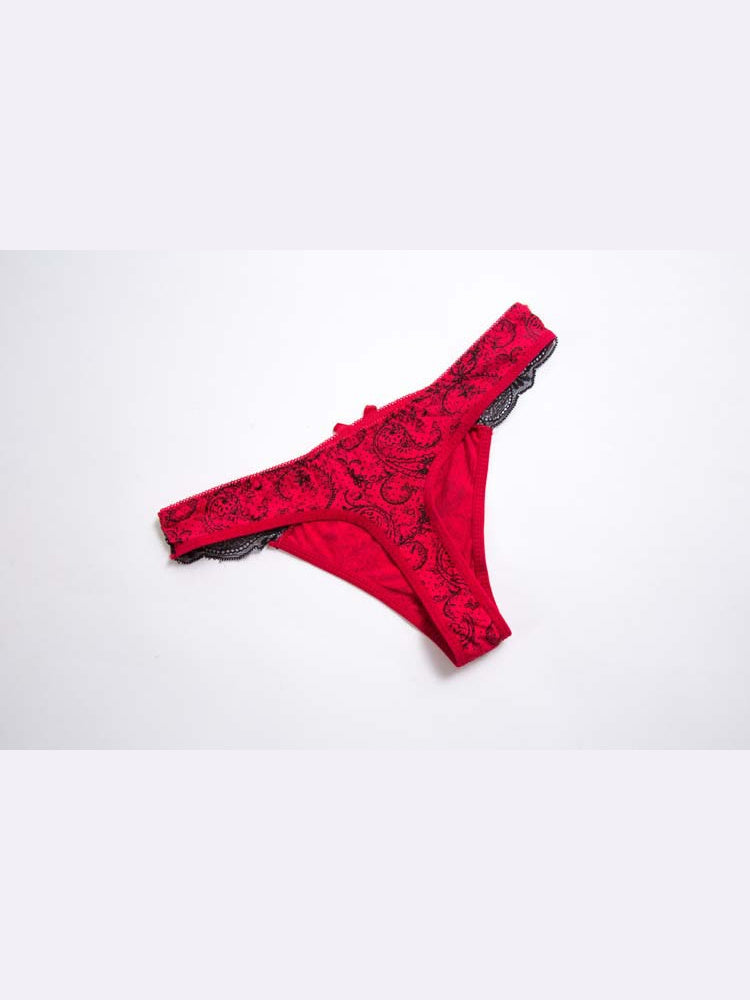 Paisley Noir matching thong — lace waistband detail