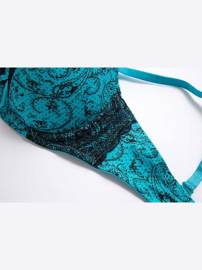 Paisley Noir Aqua Black bra — padded cup detail