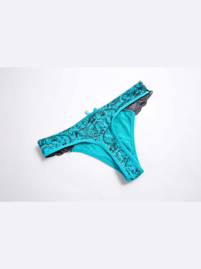 Paisley Noir Aqua Black matching thong — detail