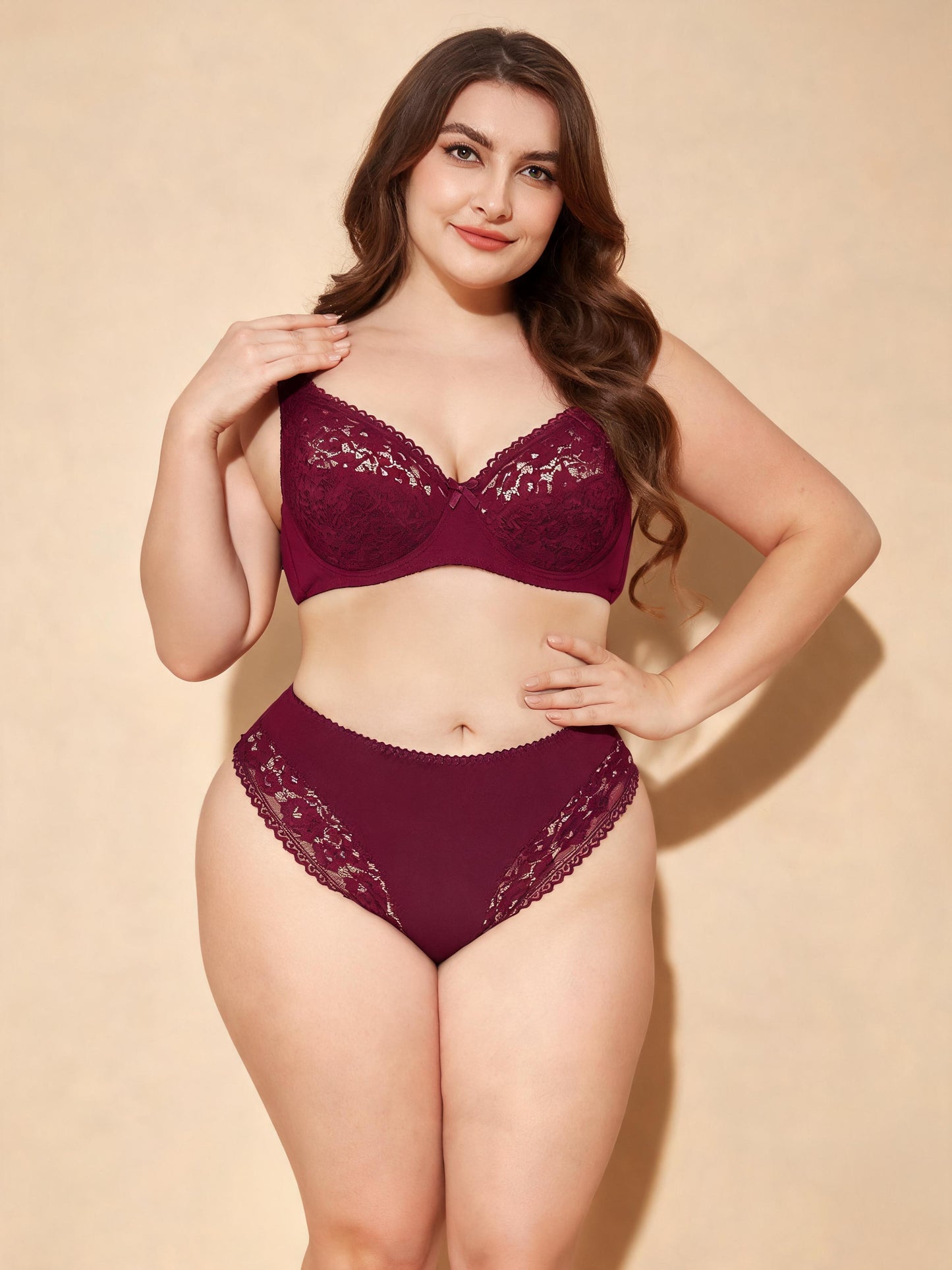 Big Bust Minimizer & Low Waist Thong Ultra Thin Lace Bra Set