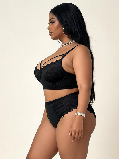Lace High-Waist Lingerie Set with Underwire Support