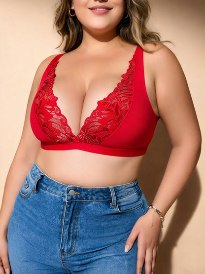 Ultra Thin Big Bust Small Look Wireless Comfort Lace Push Up Bra