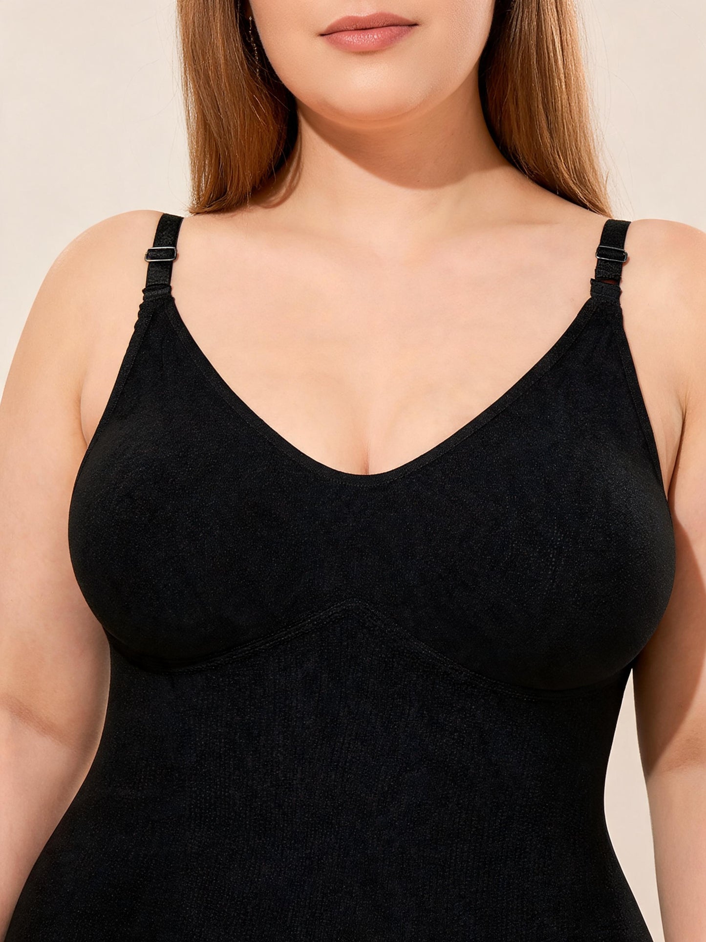 Scoop Neck Camisole Bodysuit with Adjustable Straps Seamless Bodysuit