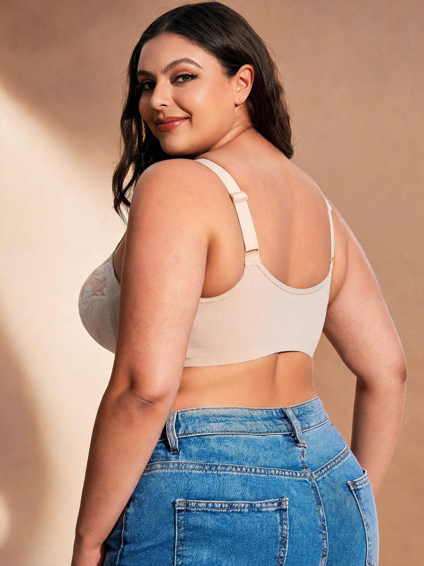 Wireless Full Coverage Bralette Daisy Embroidered Unpadded Front Closure Bra
