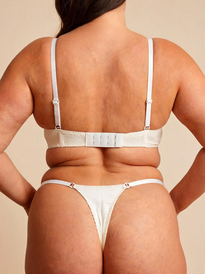 Satin Floral Lace Lingerie Set with Sheer Mesh Elegant Bridal Lace Bra Set