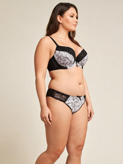3/4 Cup Thin Lightweight Underwire Lingerie Lace Push Up Bra Set
