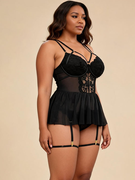 Starlight Mesh Garter Babydoll
