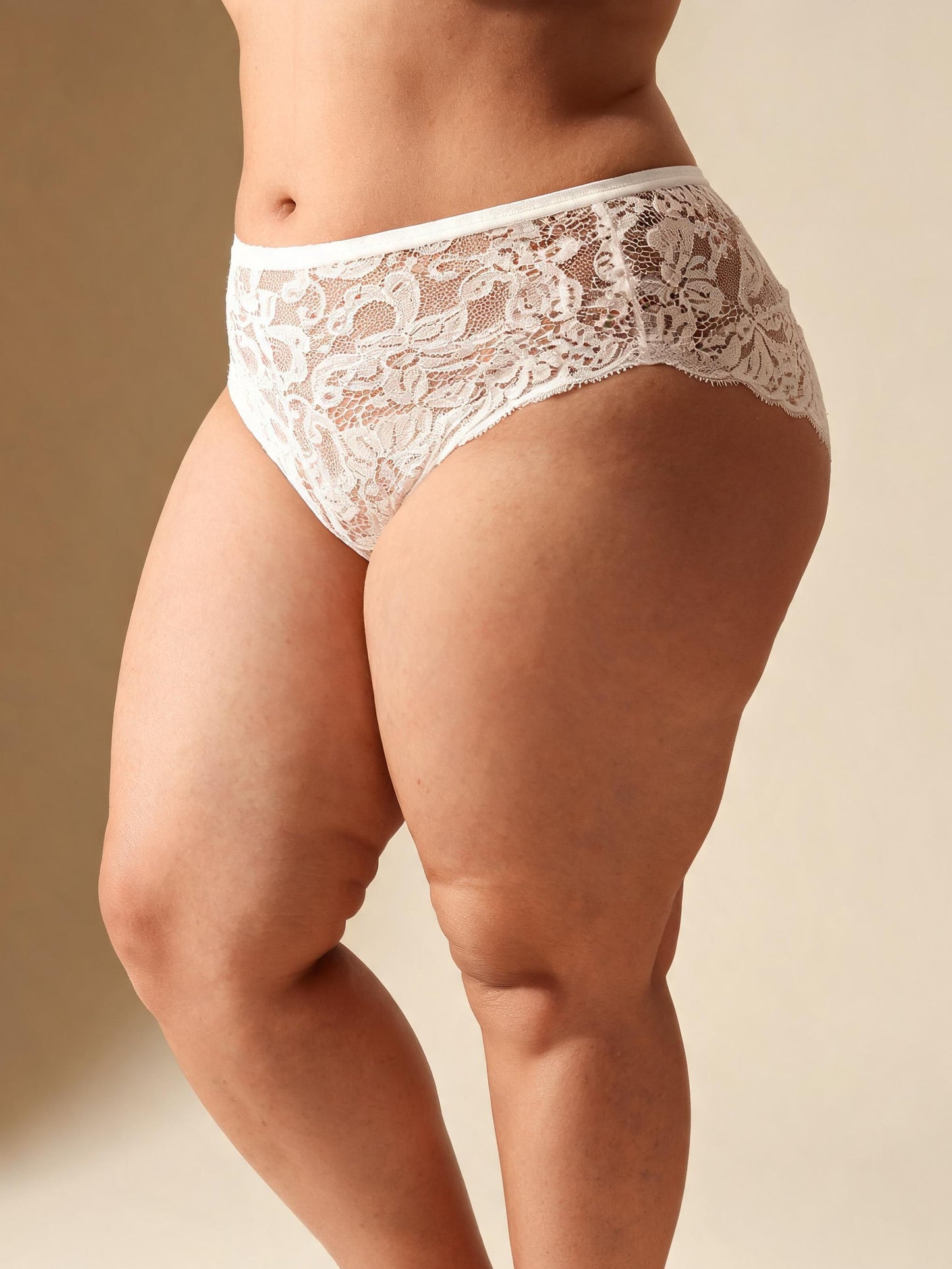 Mid Waist Lace Cheeky Briefs with Cotton Gusset