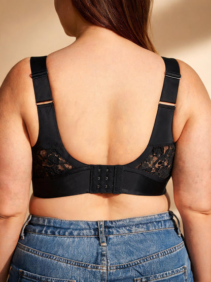 Sexy U-Back Design Ultra Thin Minimizer Front Closure Lace Bra