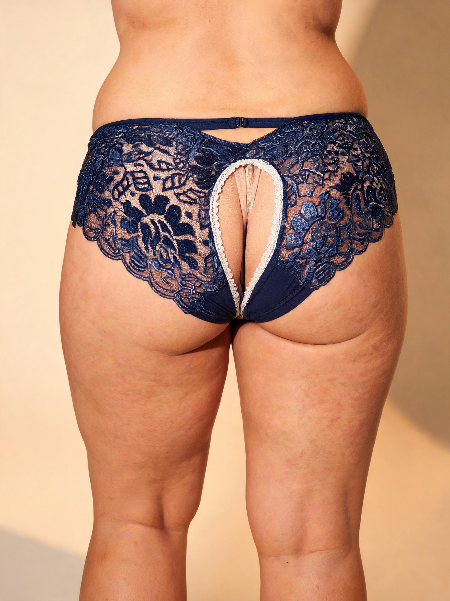 Low Waist Hollow Out Lace Open Crotch Thong