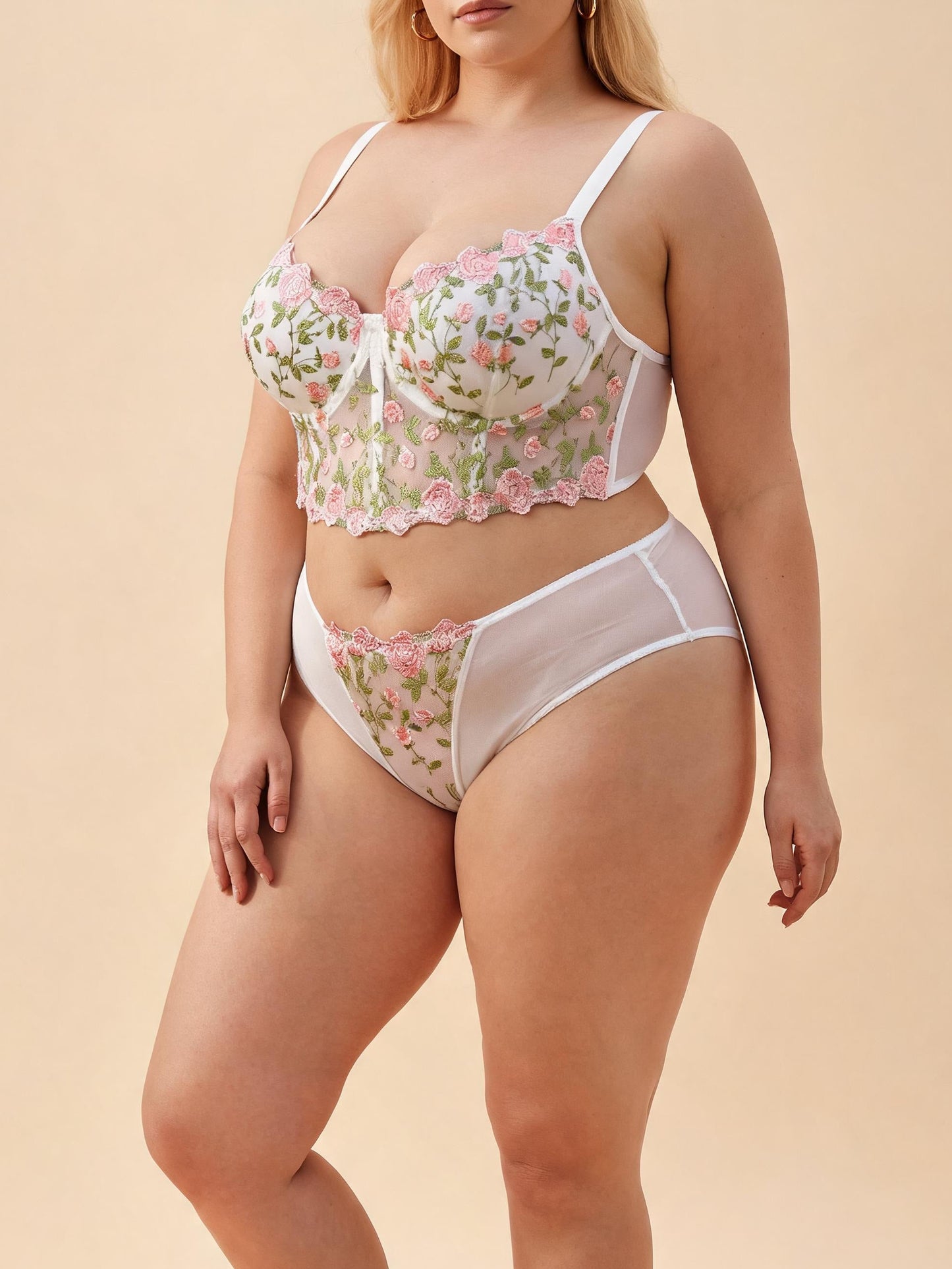 Premium Quality Built-in Padding Floral Lace Bra Set