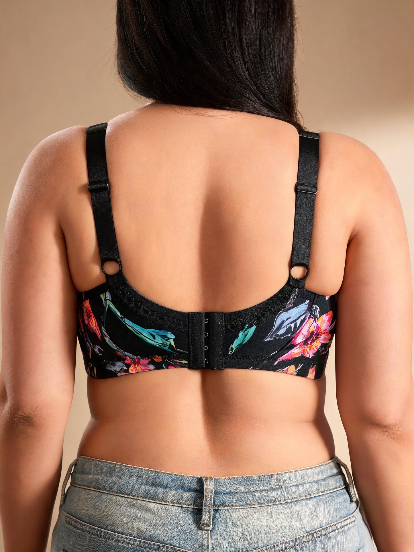 Sexy Printed Push Up Minimizer & Lifting Design Floral Lace U-Back Bra