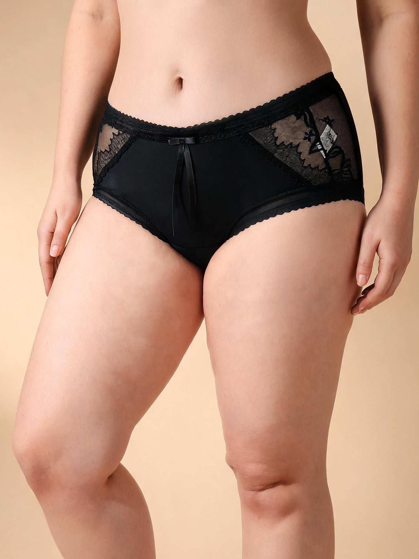 Satin & Cotton Gusset 7A Antibacterial Sexy Hollow Out & Cross Strap Design Lace Panties