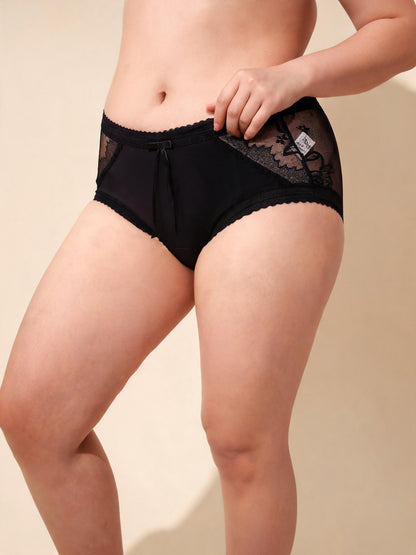 Satin & Cotton Gusset 7A Antibacterial Sexy Hollow Out & Cross Strap Design Lace Panties