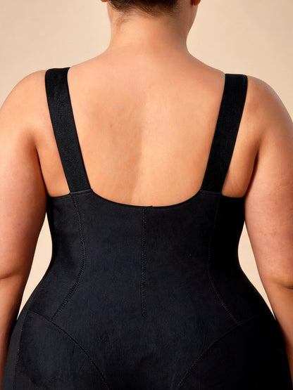 Open Bust Tummy Control Bodysuit with Wide Straps & Easy Pee Crotch without Bra
