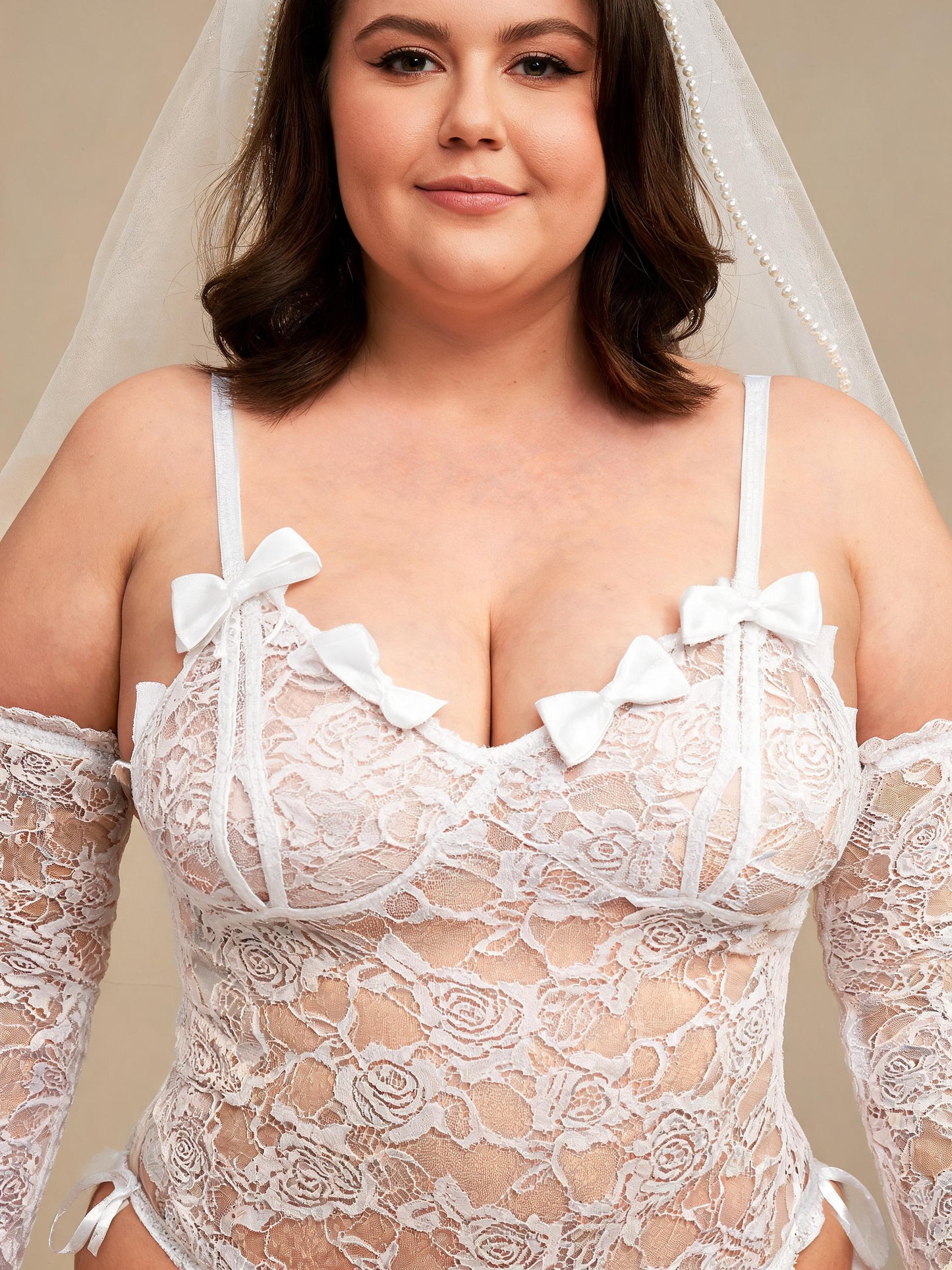 Floral Lace Teddy with Tulle Ruffle Skirt Sexy Bow Strap Bridal Nightgown