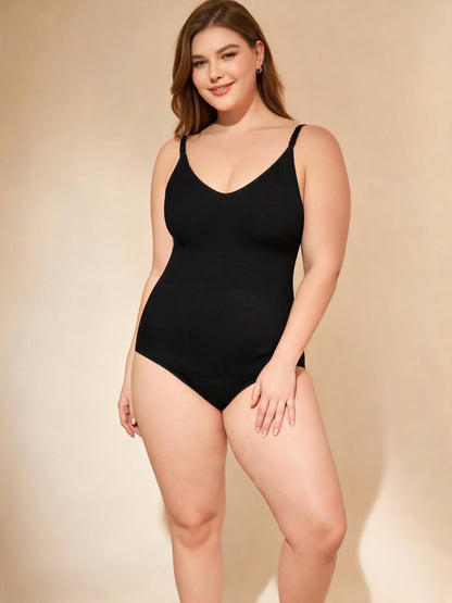 Scoop Neck Camisole Bodysuit with Adjustable Straps Seamless Bodysuit