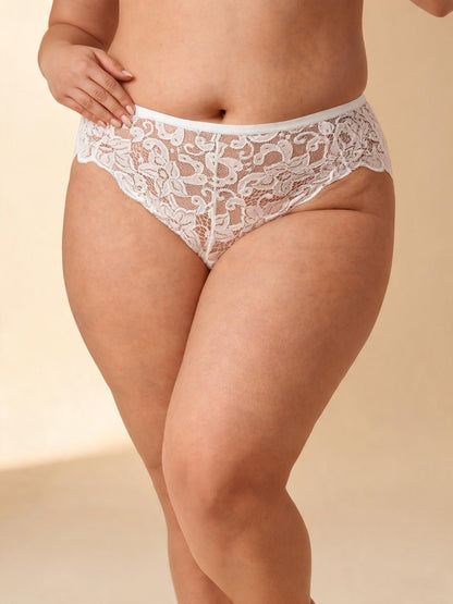 Mid Waist Lace Cheeky Briefs with Cotton Gusset