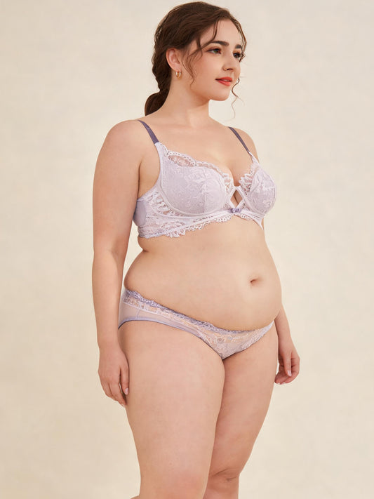 Lavender Balcony Lace Bra Set
