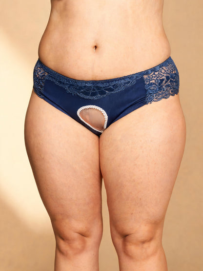 Low Waist Hollow Out Lace Open Crotch Thong