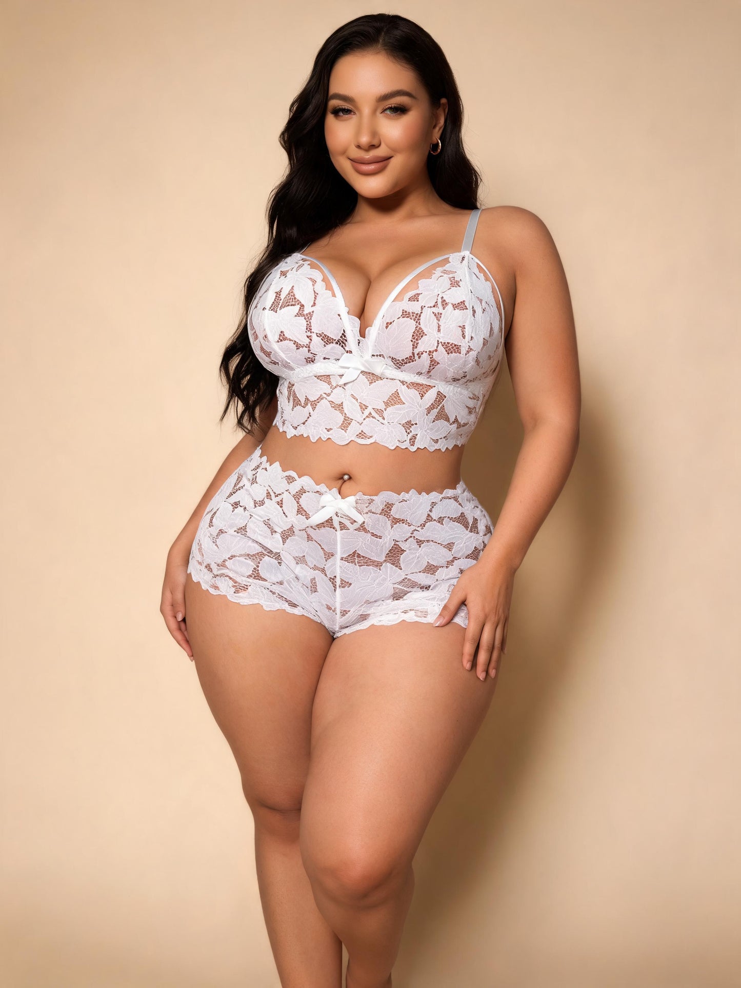 Breathable & Perfect Fit Sexy Sheer Lace Nightgown Set