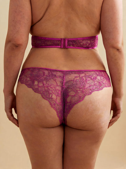 Low Waist Sheer Lace Thong with Cut-Out Embroidery