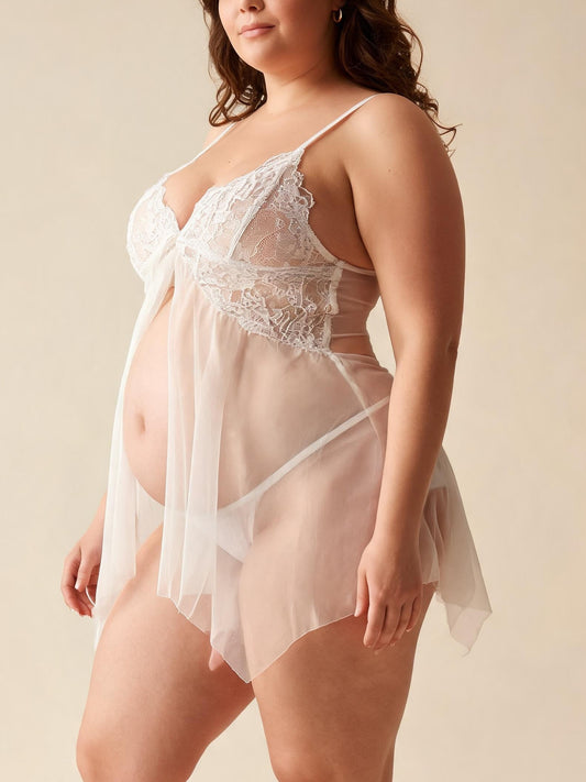 Heart Veil Tie-Front Babydoll