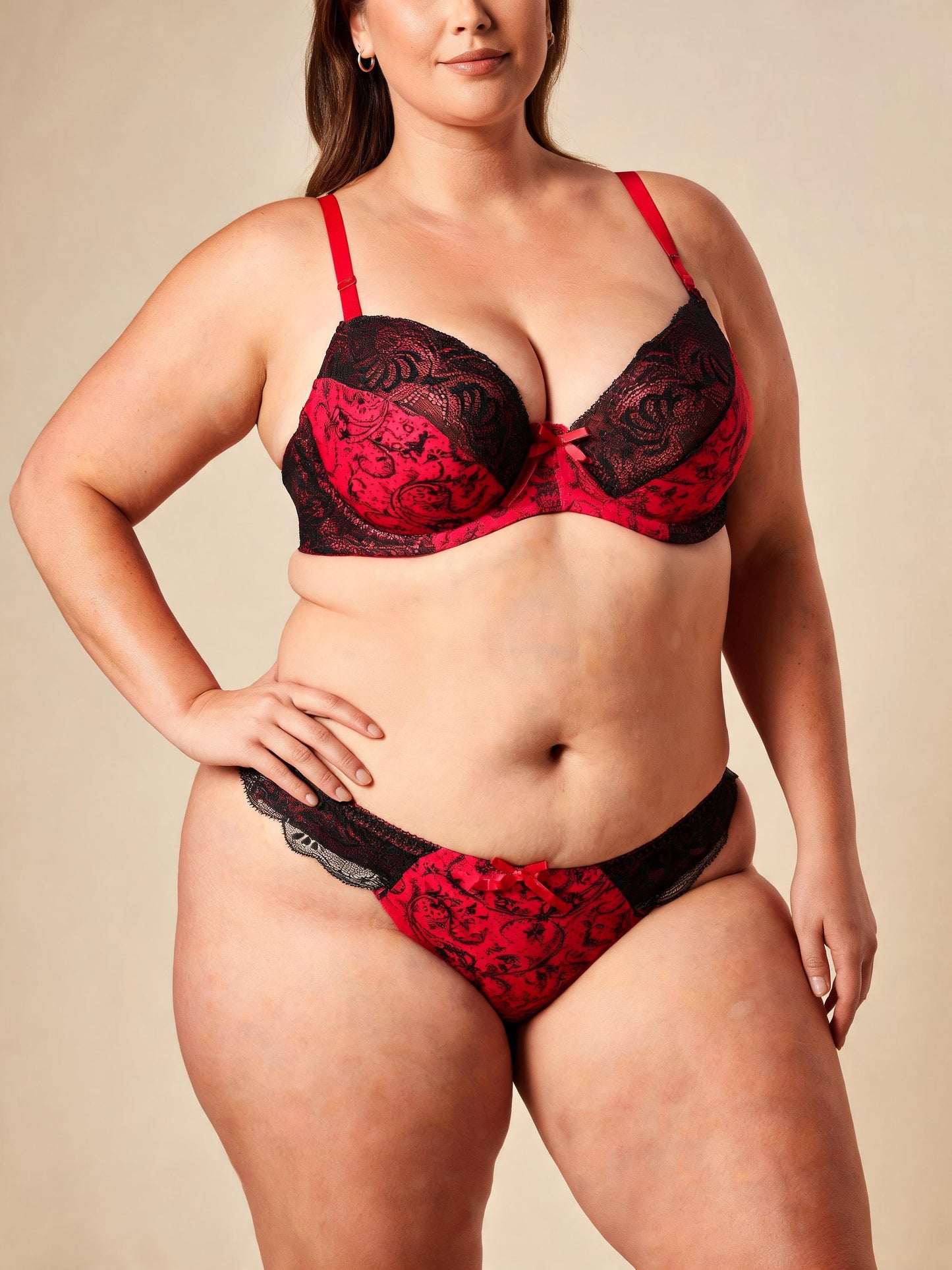 3/4 Cup Thin Lightweight Underwire Lingerie Lace Push Up Bra Set
