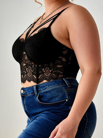 Black Lace Corset Bustier Top