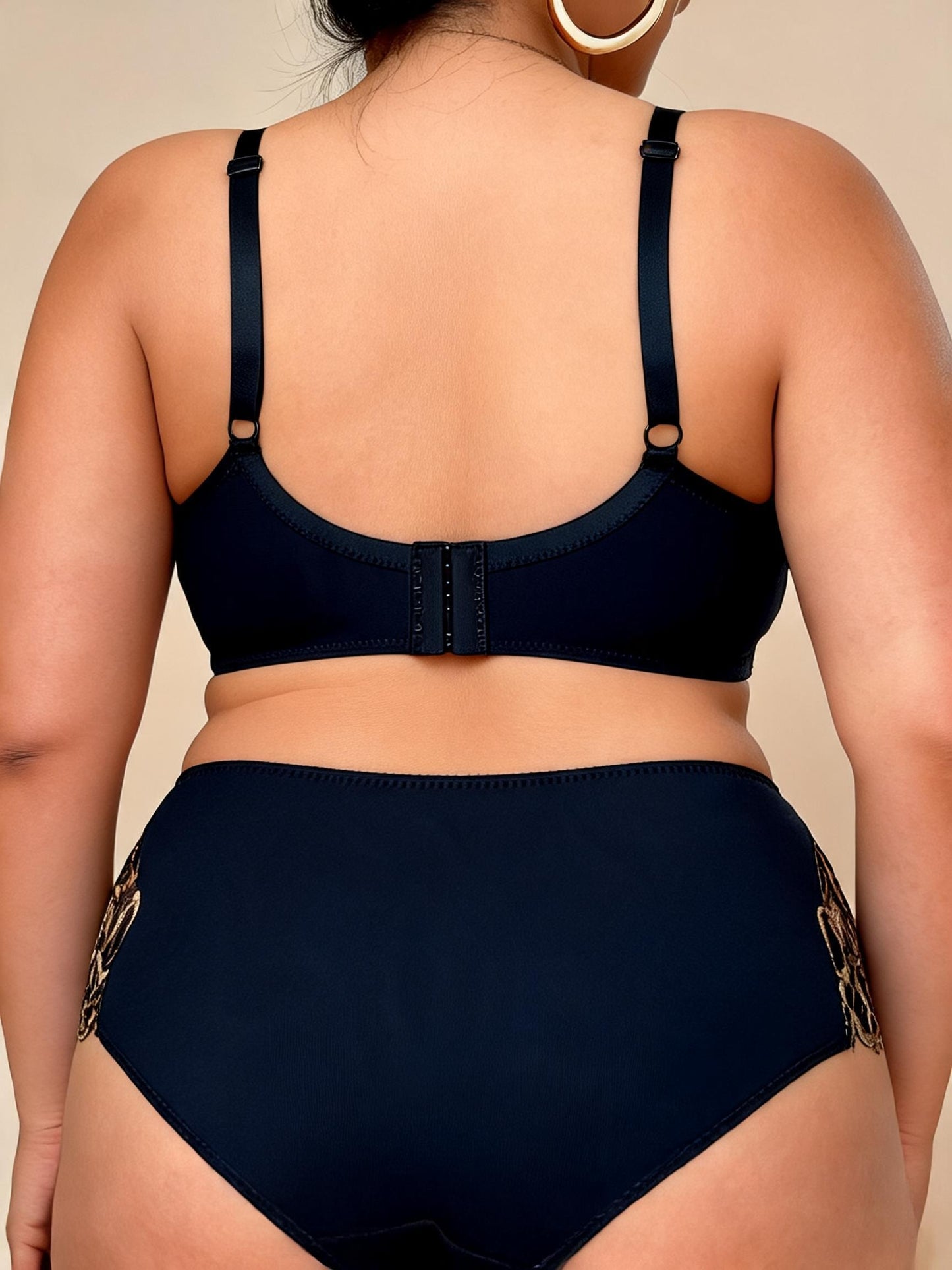 Navy Blue Lace & Satin Lingerie Set
