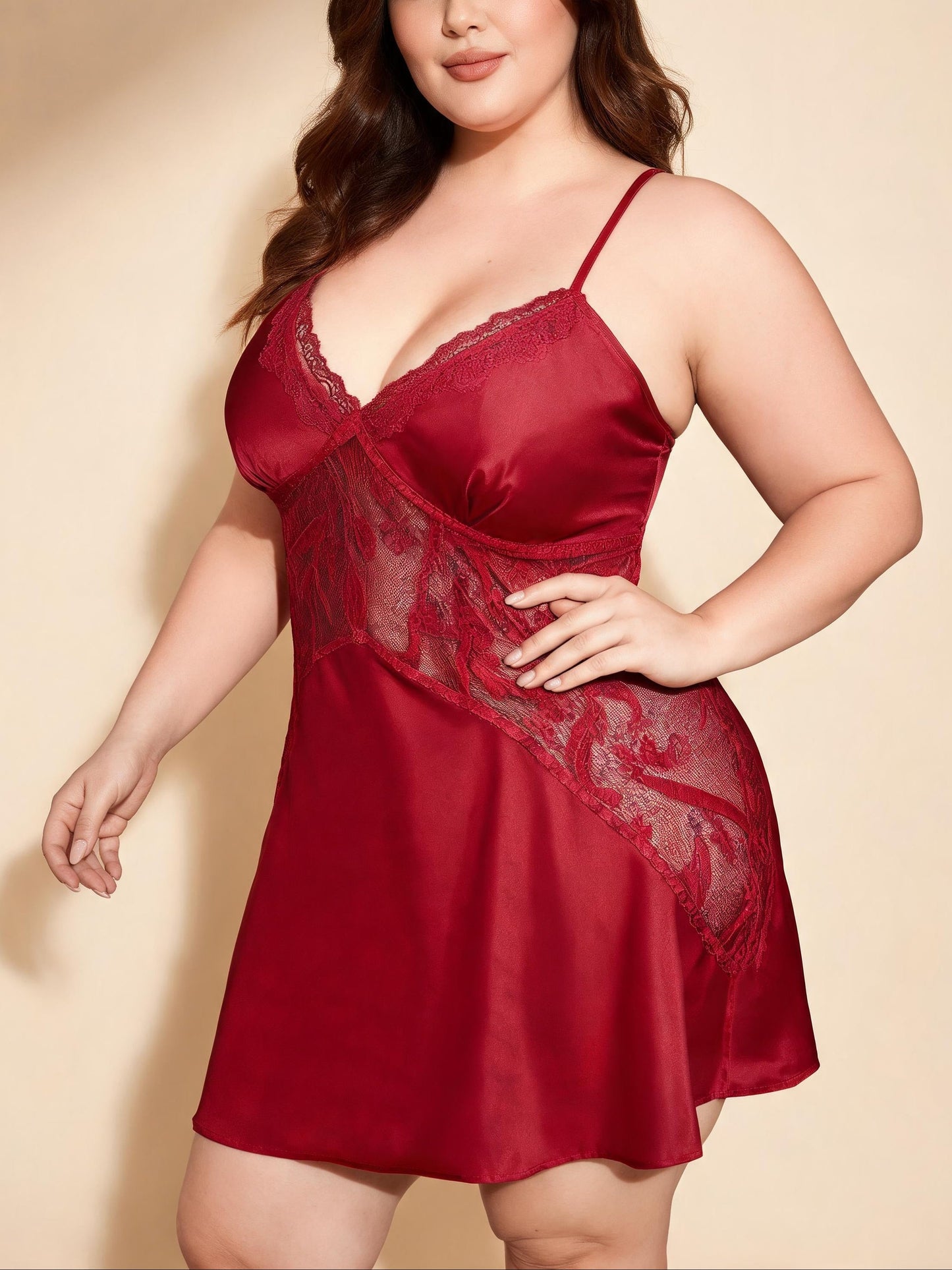 Panel Slip Dress Sheer Mesh Satin Chemise for Bridal Honeymoon
