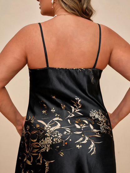 Robe midi en satin pour femme, brodée d'or, col bénitier, élégante robe de soirée pour invitée de mariage