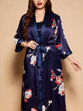 Botanical Muse floral satin kimono robe — Big Flower