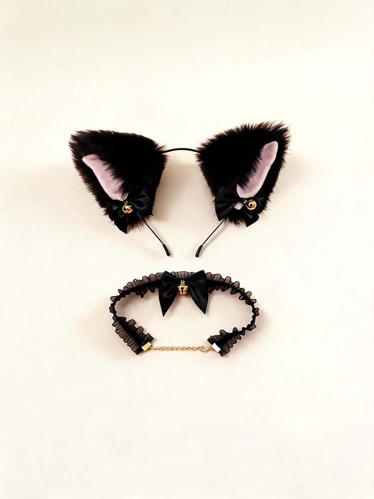 Kitty Cat Black Headband + Bell Collar — high-resolution product view
