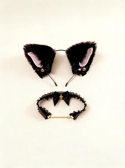 Kitty Cat Black Headband + Bell Collar — high-resolution product view