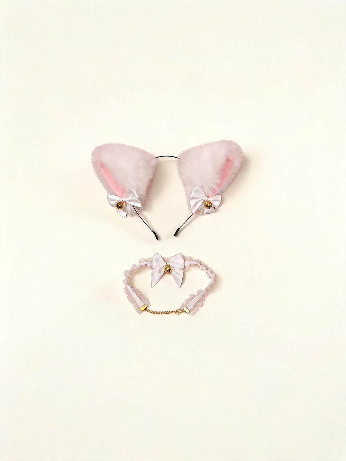 Kitty Cat White Headband + Bell Collar — high-resolution product view