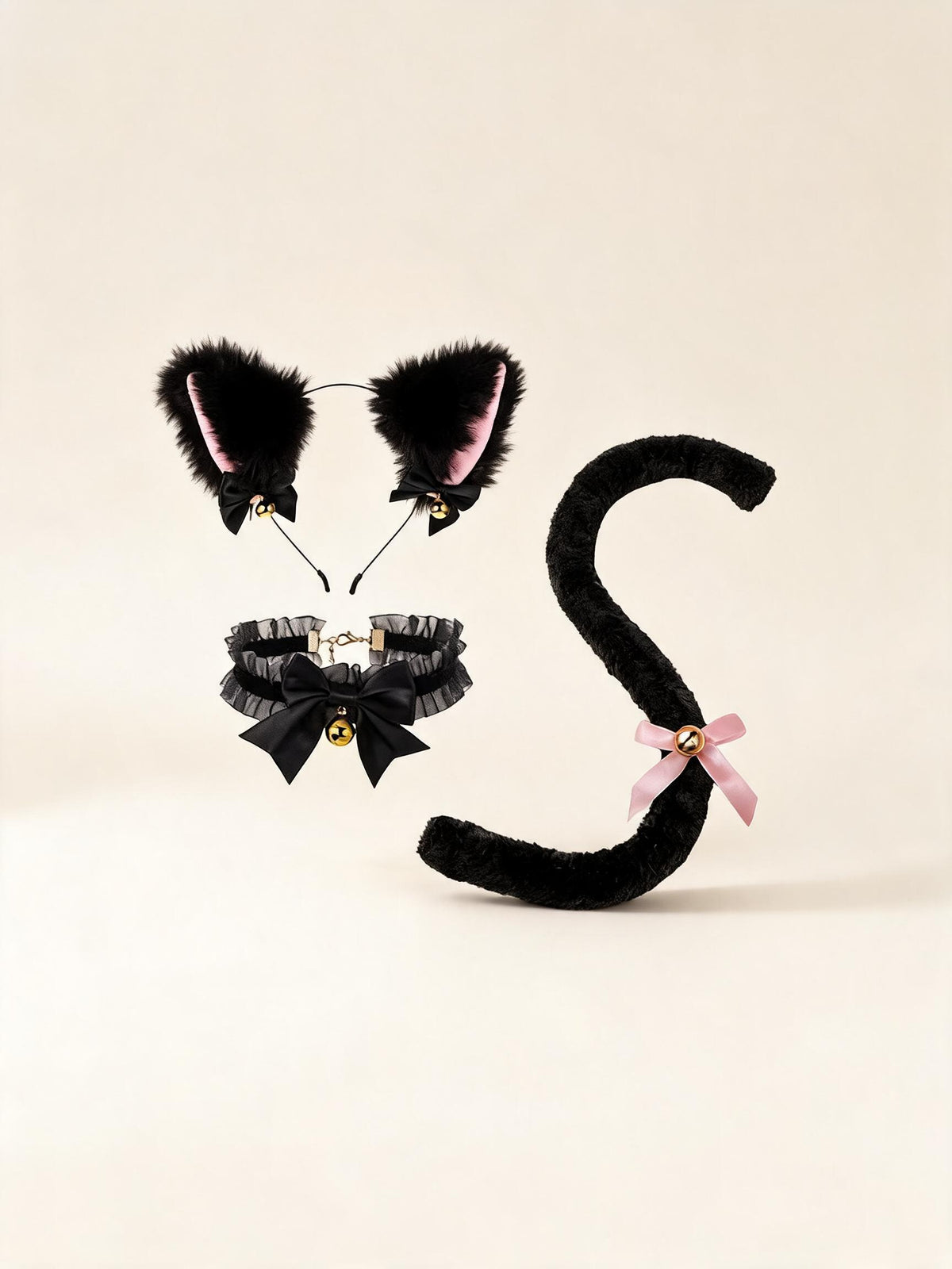 Kitty Cat Black Headband + Bell Collar + Tail — high-resolution product view