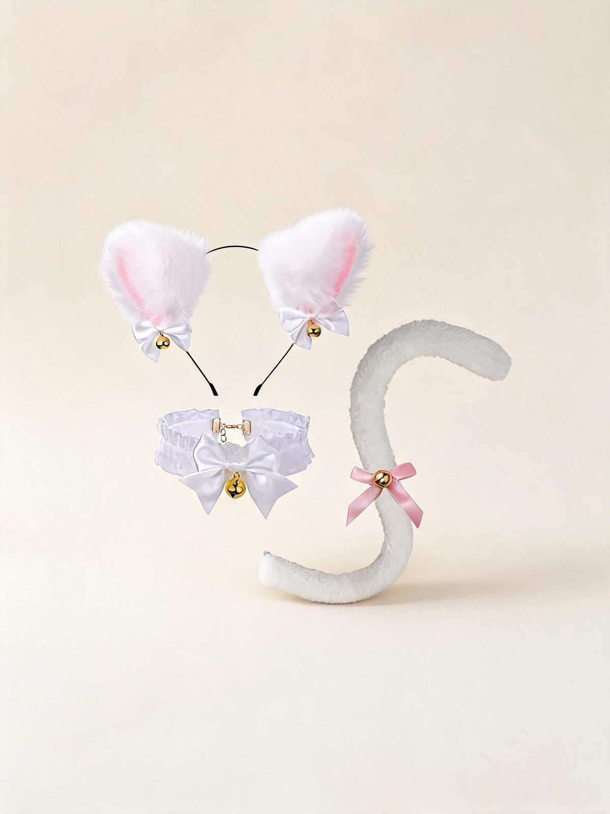 Kitty Cat White Headband + Bell Collar + Tail — high-resolution product view