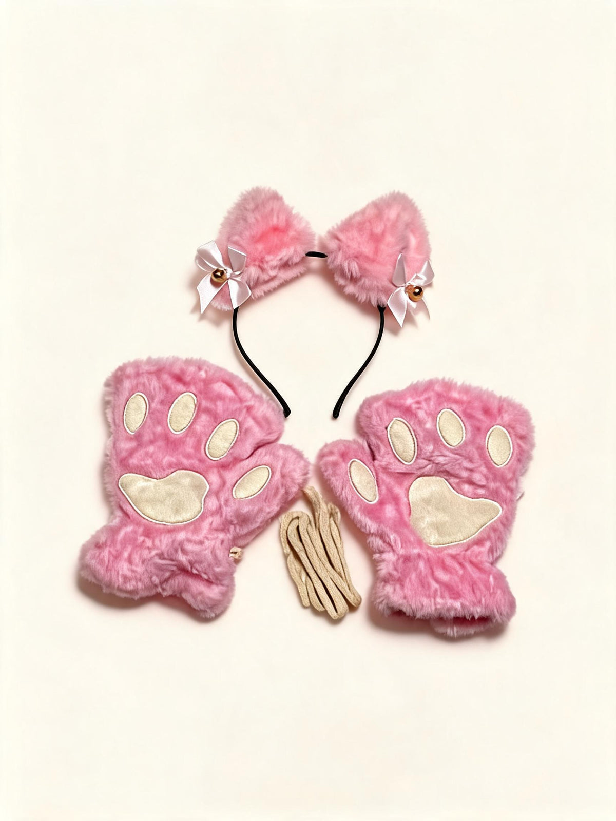 Kitty Cat Pink Headband + Paw Gloves — high-resolution product view
