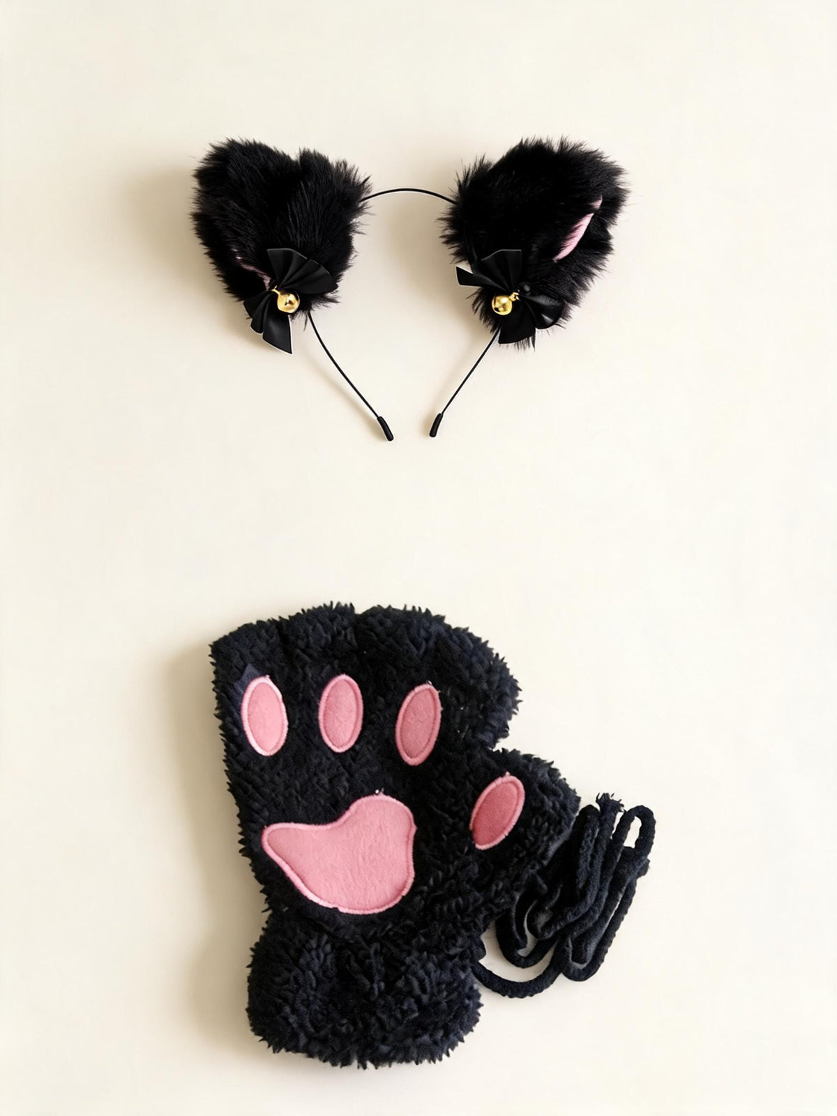 Kitty Cat Black Headband + Paw Gloves — high-resolution product view