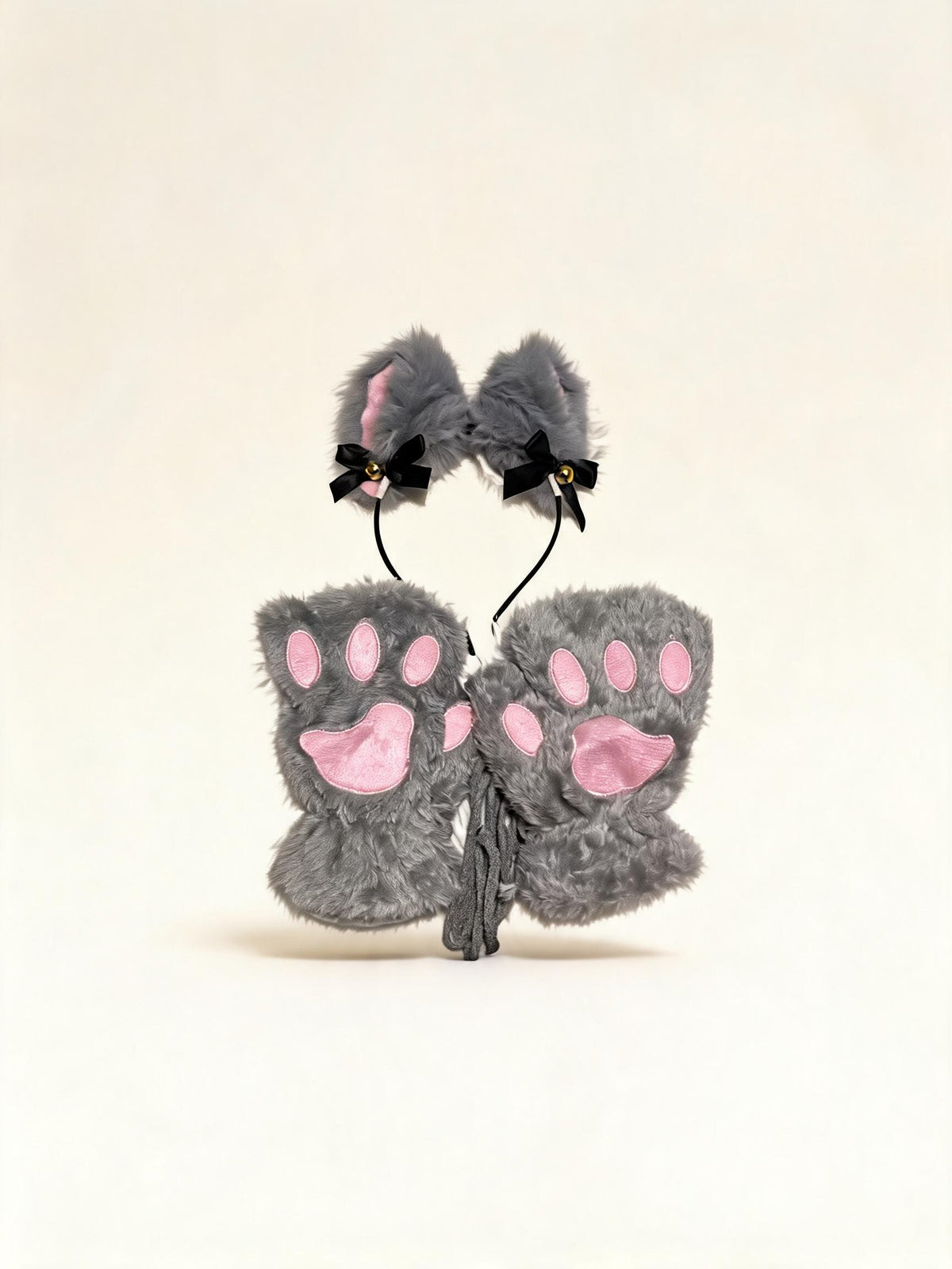 Kitty Cat Grey Headband + Paw Gloves — high-resolution product view