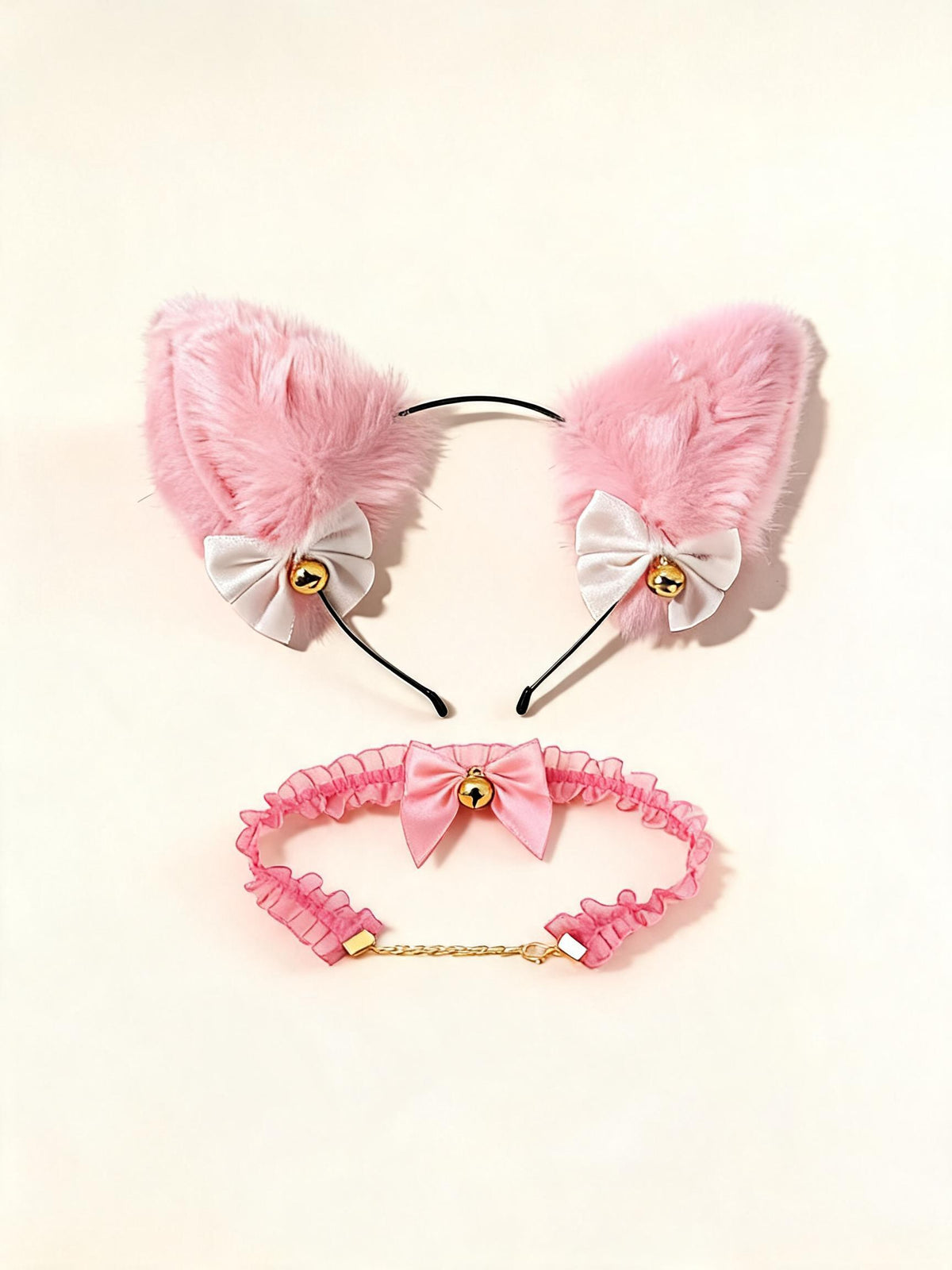 Kitty Cat Pink Headband + Bell Collar — high-resolution product view